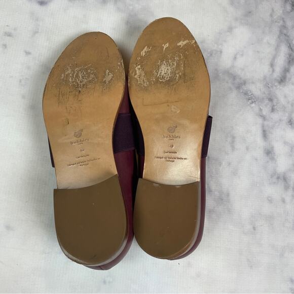 Bobbies Paris Burgundy Leather Pull On Oxfords Stretchy Strap - Picture 7 of 10